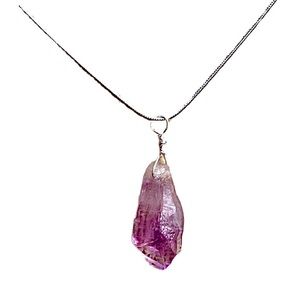 Amethyst Briolette Design. Necklace . Beautiful cut. SS wire wrapped